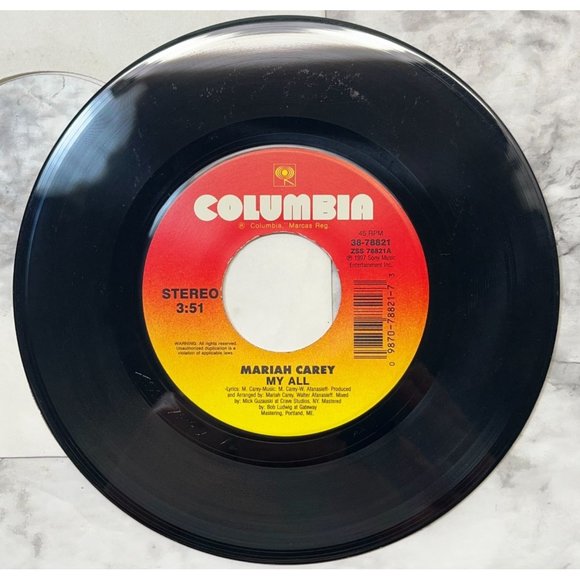 Mariah Carey My All / Breakdown 45 90's Hip Hop Pop Columbia 38-78821 - Picture 4 of 6